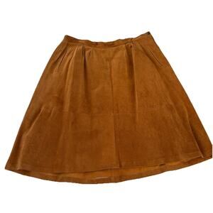 Vintage Breckenridge II Suede Tan A-line Midi Skirt Size 20W Waist 38” Pockets